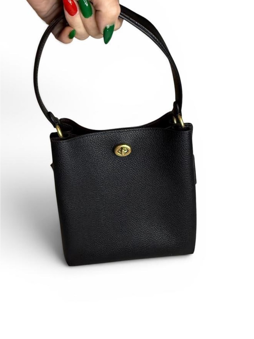 Coach Black Pebble Leather Charlie Bleecker Bucket Bag 21 Turnlock NWT